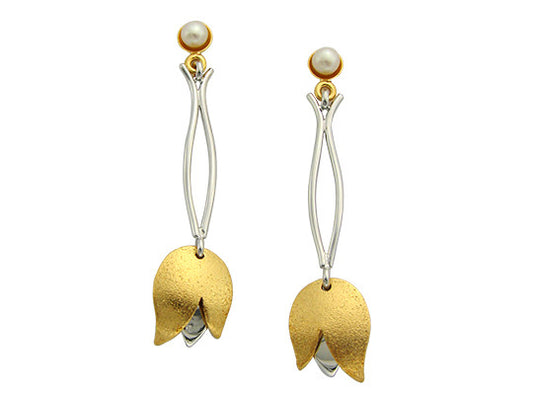 Gold-plated earrings long