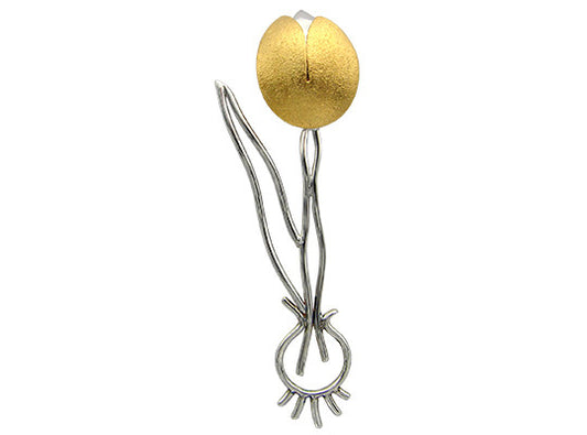 Gold-plated pin with flower bulb