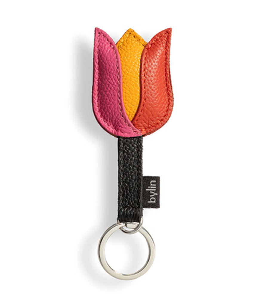 Leather Tulip Keyring